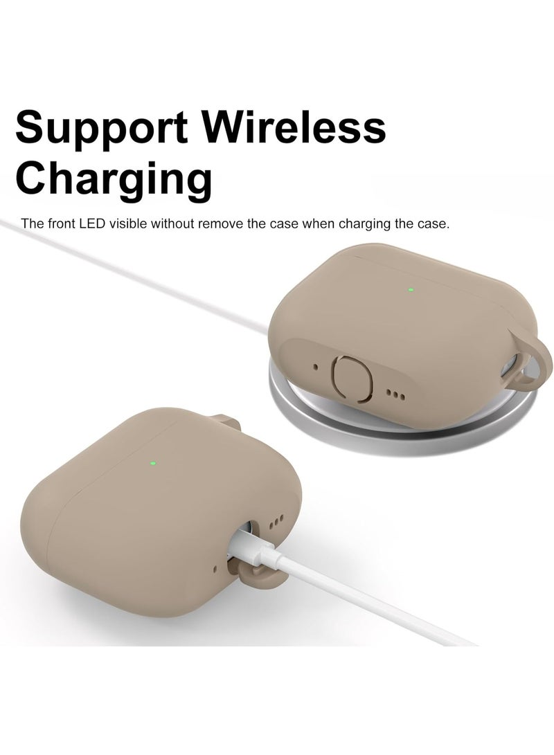 أكاليكس غطاء حماية من السيليكون لمجموعة AirPods Pro 3، سلسلة مفاتيح للنساء والرجال، مناسب للجيل الثالث (شاي الحليب) - Image 3